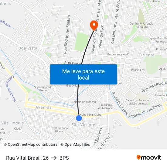 Rua Vital Brasil, 26 to BPS map