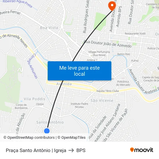 Praça Santo Antônio | Igreja to BPS map