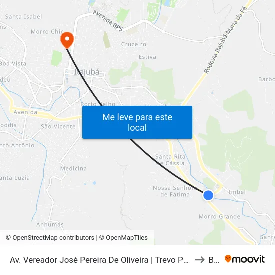 Av. Vereador José Pereira De Oliveira | Trevo Ponte Da Imbel 1 to BPS map