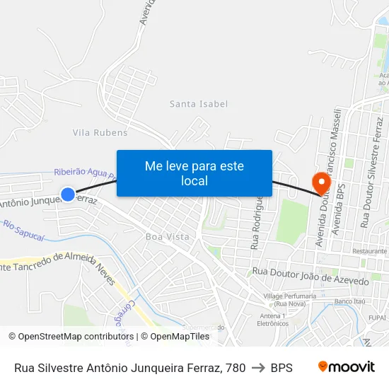 Rua Silvestre Antônio Junqueira Ferraz, 780 to BPS map
