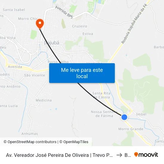 Av. Vereador José Pereira De Oliveira | Trevo Ponte Da Imbel 2 to BPS map