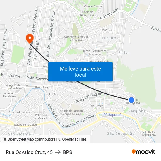 Rua Osvaldo Cruz, 45 to BPS map