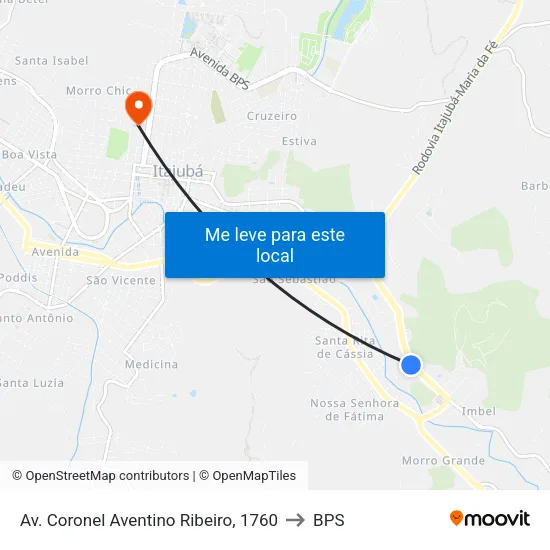 Av.  Coronel Aventino Ribeiro, 1760 to BPS map