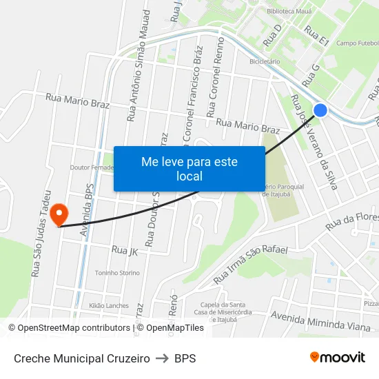 Creche Municipal Cruzeiro to BPS map