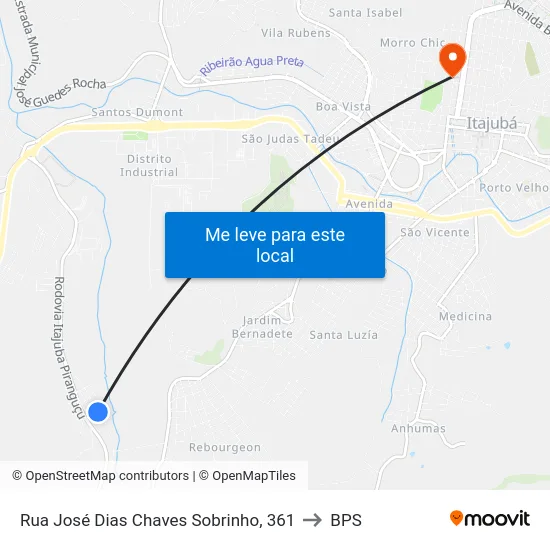 Rua José Dias Chaves Sobrinho, 361 to BPS map