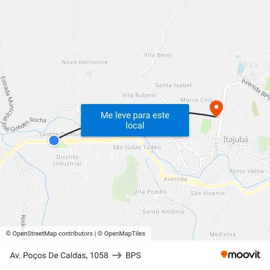 Av. Poços De Caldas, 1058 to BPS map