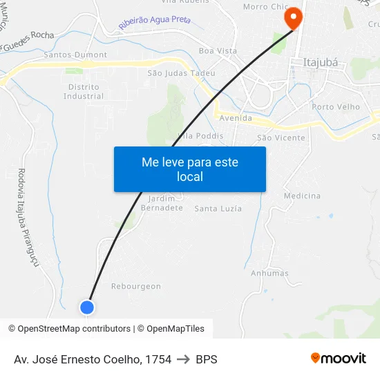 Av. José Ernesto Coelho, 1754 to BPS map
