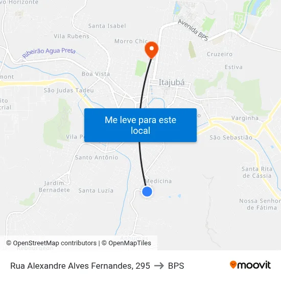 Rua Alexandre Alves Fernandes, 295 to BPS map