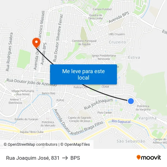 Rua Joaquim José, 831 to BPS map