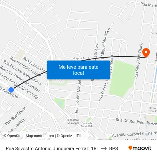 Rua Silvestre Antônio Junqueira Ferraz, 181 to BPS map
