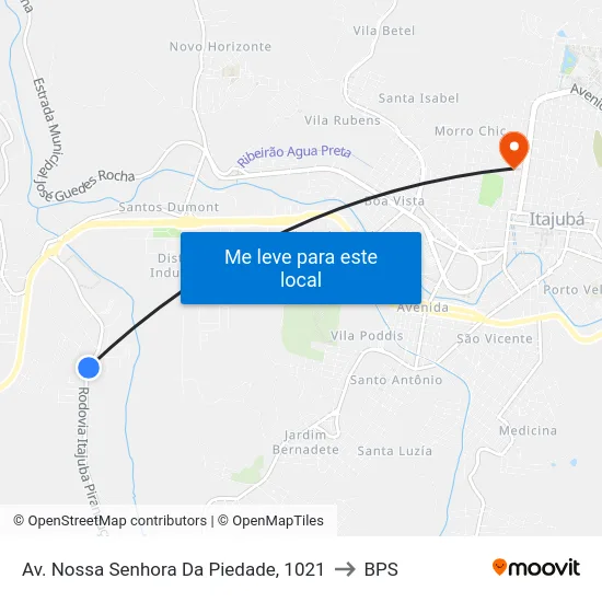 Av. Nossa Senhora Da Piedade, 1021 to BPS map