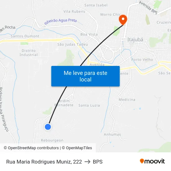 Rua Maria Rodrigues Muniz, 222 to BPS map