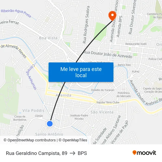 Rua Geraldino Campista, 89 to BPS map