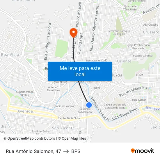 Rua Antônio Salomon, 47 to BPS map