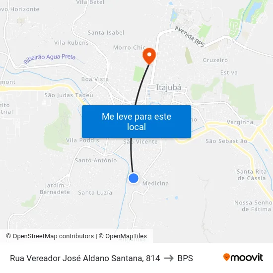 Rua Vereador José Aldano Santana, 814 to BPS map