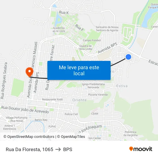 Rua Da Floresta, 1065 to BPS map