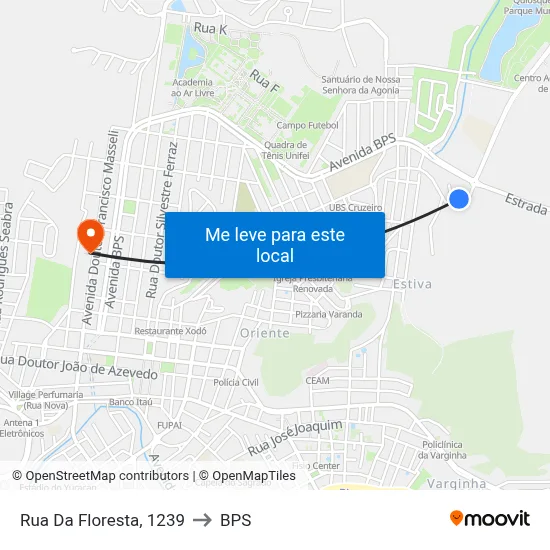 Rua Da Floresta, 1239 to BPS map