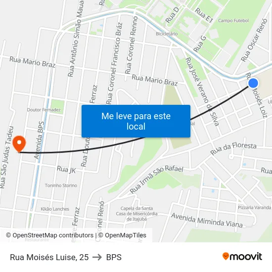 Rua Moisés Luise, 25 to BPS map