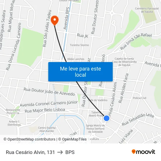 Rua Cesário Alvin, 131 to BPS map