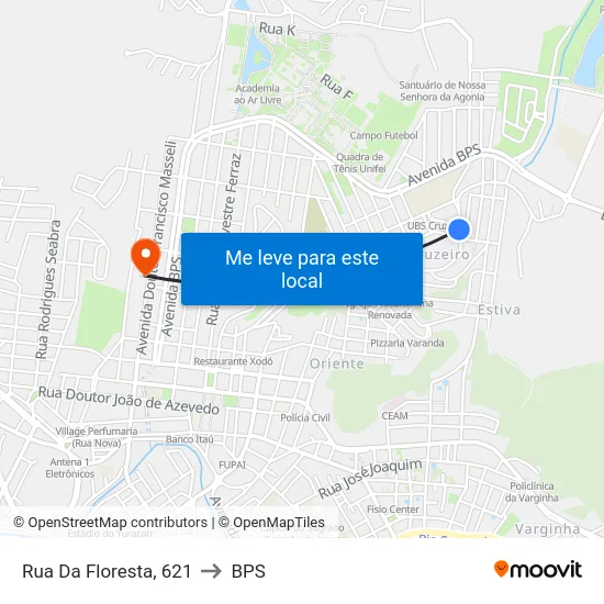 Rua Da Floresta, 621 to BPS map