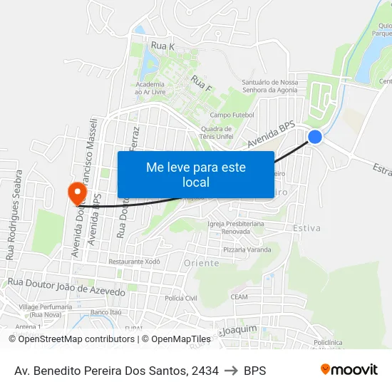 Av. Benedito Pereira Dos Santos, 2434 to BPS map