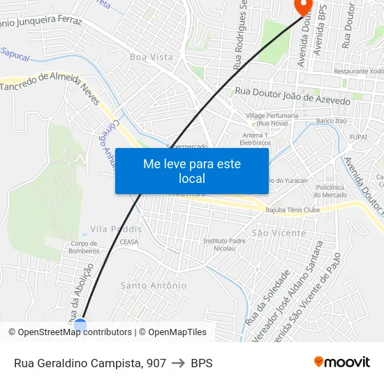 Rua Geraldino Campista, 907 to BPS map