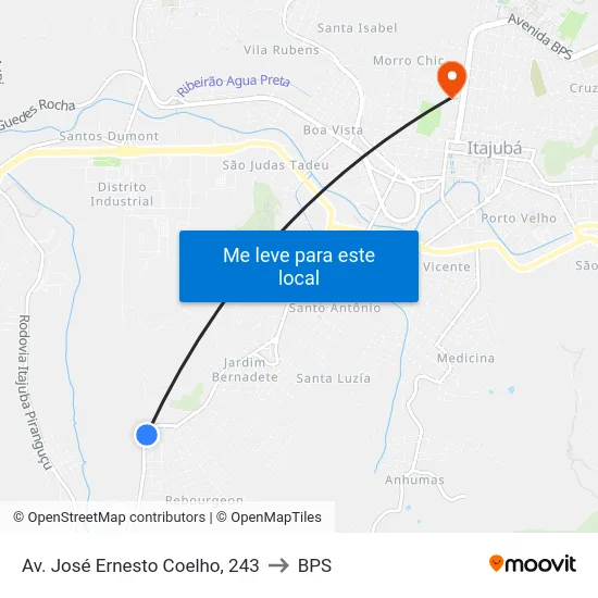 Av. José Ernesto Coelho, 243 to BPS map