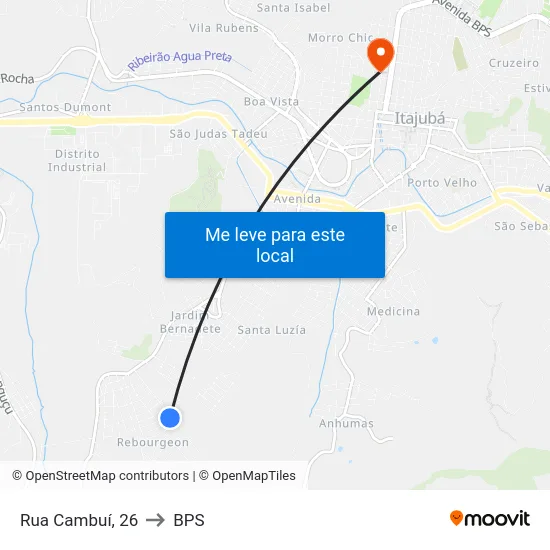 Rua Cambuí, 26 to BPS map