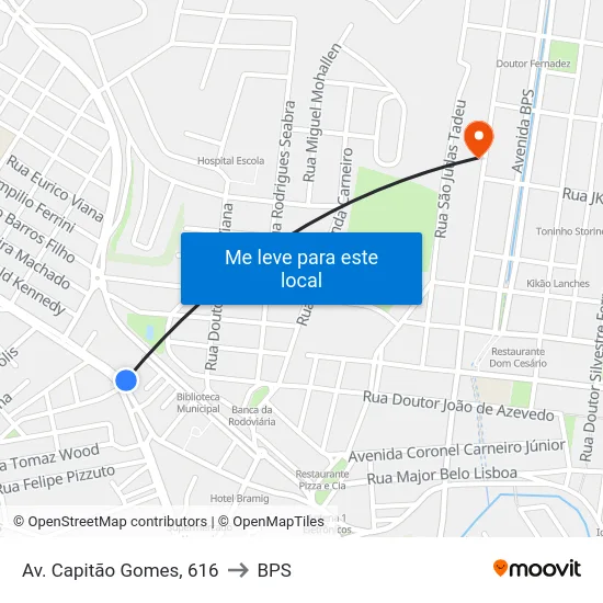Av. Capitão Gomes, 616 to BPS map