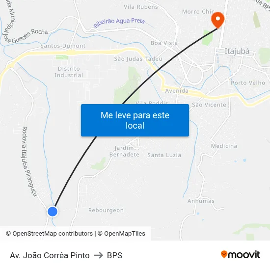 Av. João Corrêa Pinto to BPS map