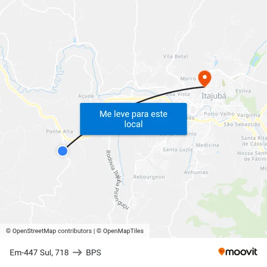 Em-447 Sul, 718 to BPS map