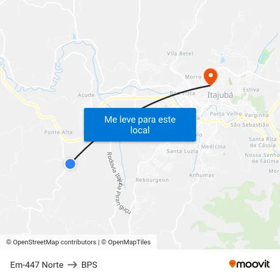 Em-447 Norte to BPS map