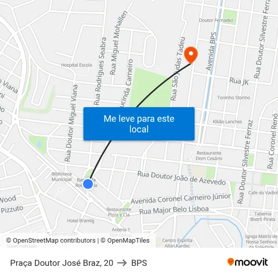 Praça Doutor José Braz, 20 to BPS map