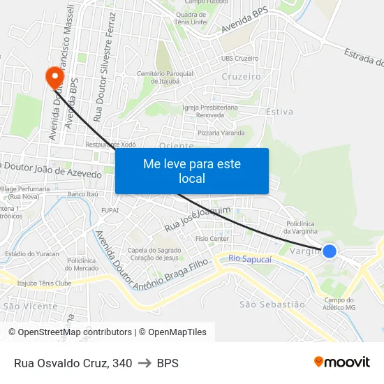 Rua Osvaldo Cruz, 340 to BPS map