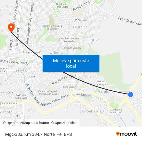 Mgc-383, Km 384,7 Norte to BPS map