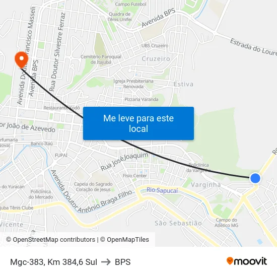 Mgc-383, Km 384,6 Sul to BPS map