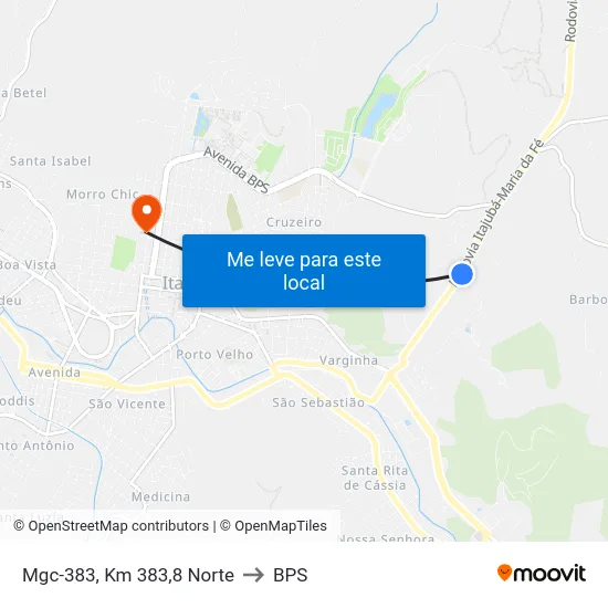 Mgc-383, Km 383,8 Norte to BPS map