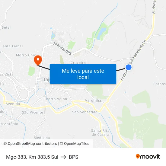 Mgc-383, Km 383,5 Sul to BPS map