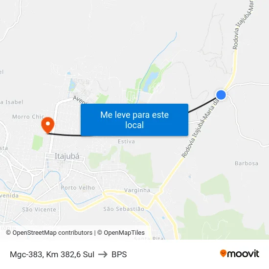 Mgc-383, Km 382,6 Sul to BPS map