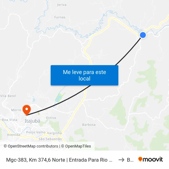 Mgc-383, Km 374,6 Norte | Entrada Para Rio Manso to BPS map