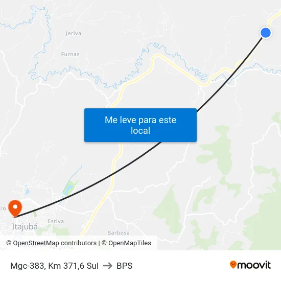 Mgc-383, Km 371,6 Sul to BPS map