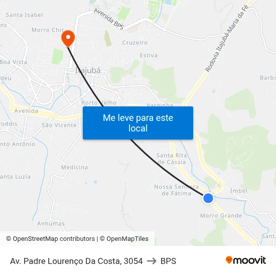 Av. Padre Lourenço Da Costa, 3054 to BPS map