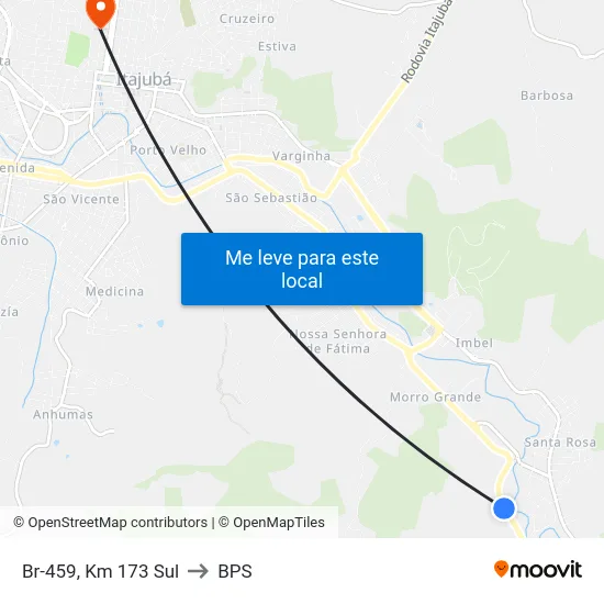 Br-459, Km 173 Sul to BPS map