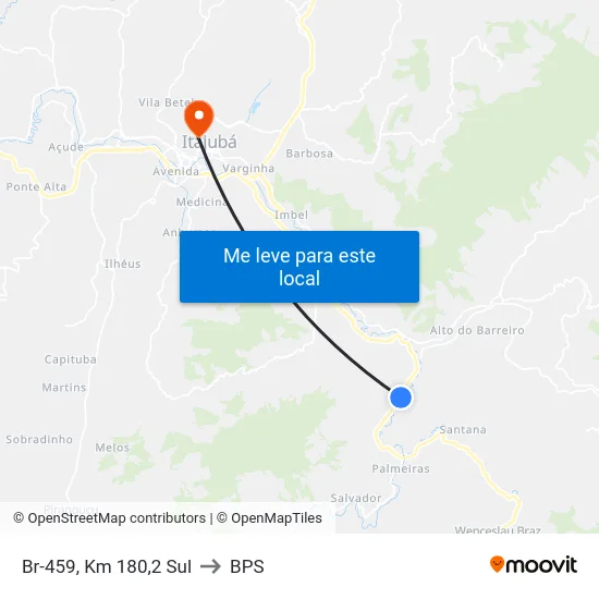 Br-459, Km 180,2 Sul to BPS map