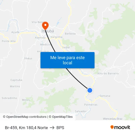 Br-459, Km 180,4 Norte to BPS map
