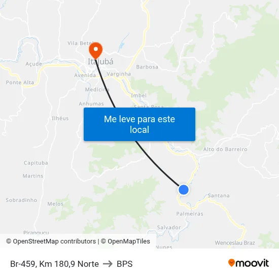 Br-459, Km 180,9 Norte to BPS map