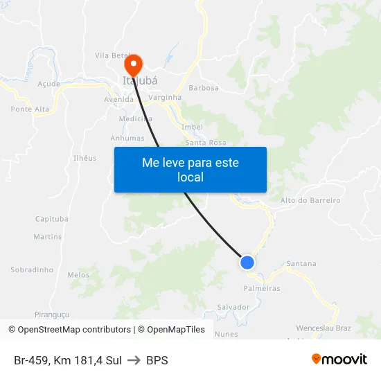 Br-459, Km 181,4 Sul to BPS map