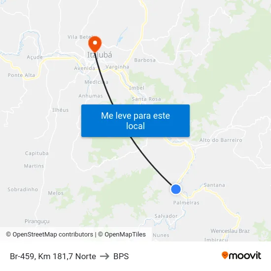Br-459, Km 181,7 Norte to BPS map