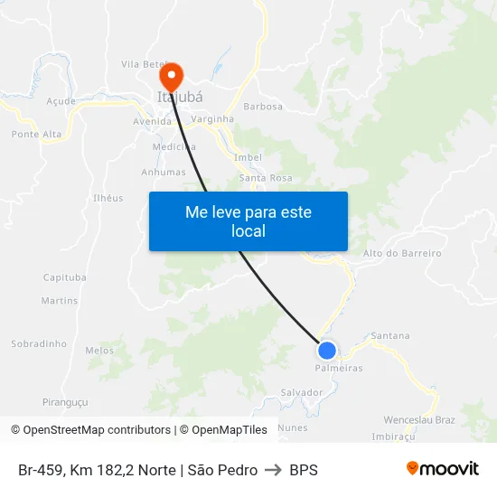 Br-459, Km 182,2 Norte | São Pedro to BPS map