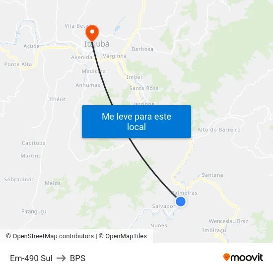 Em-490 Sul to BPS map